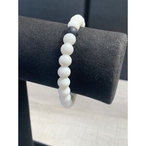 Lokai White Silicone Beaded Balance Bracelet Small 6 Inch